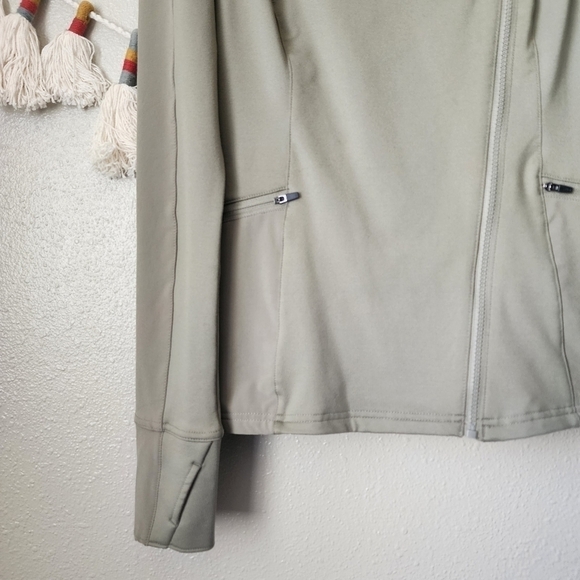 5.11 Tactical Overlay Thumb Holes Zip Up Active Wear Jacket Green Sweat Wicking - Picture 6 of 14
